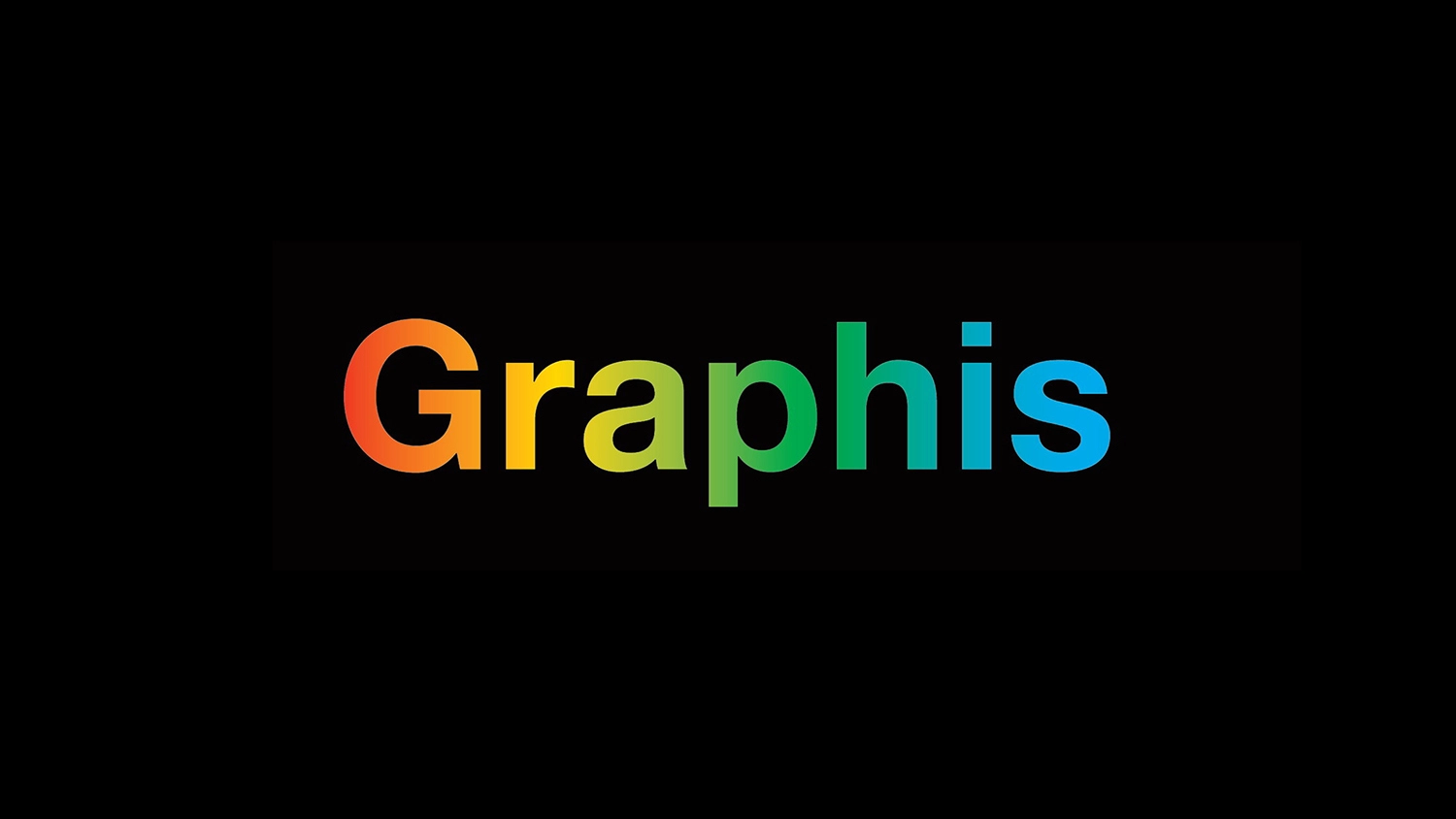 The word "Graphis" in a gradient of orange, red, yellow, green, and blue letters on a black background, creating a vibrant and modern feel.