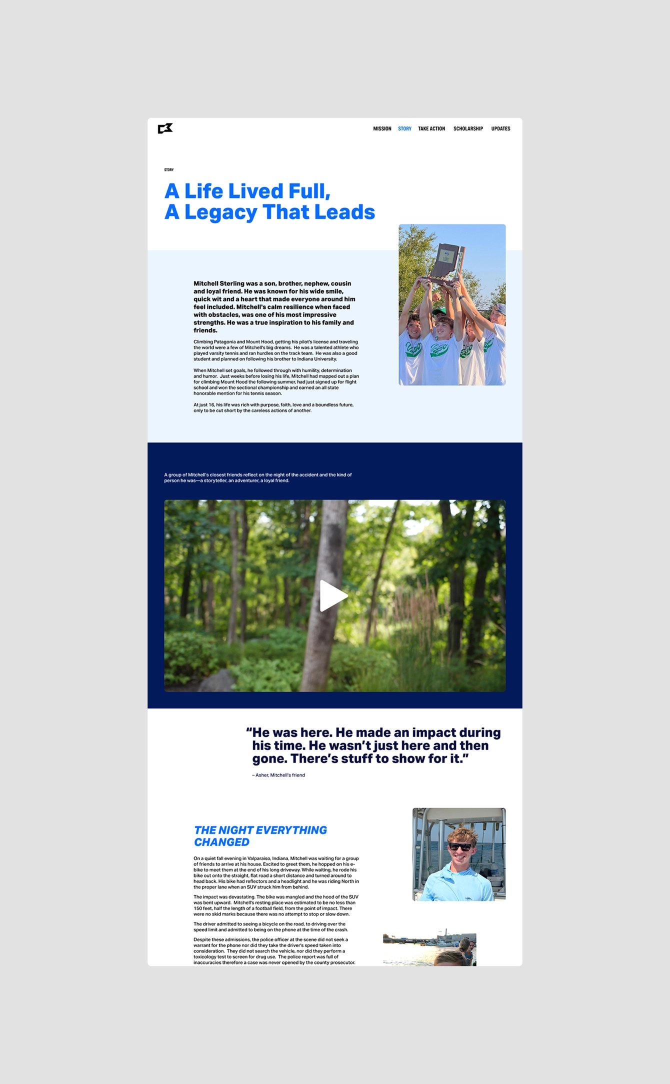 The Story page of the Mitchell Sterling Foundation website.