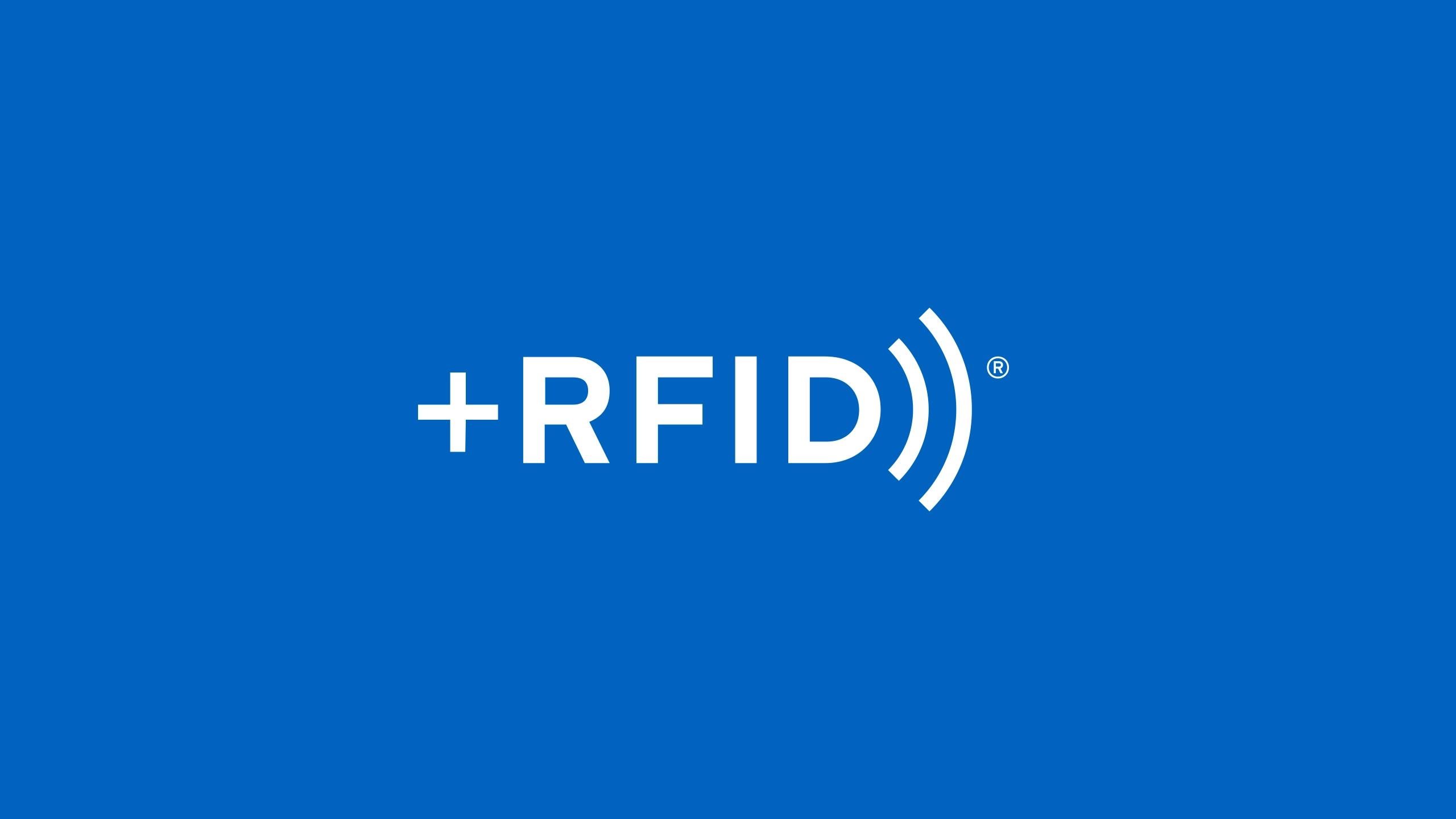 +RFID logo in white on a blue background