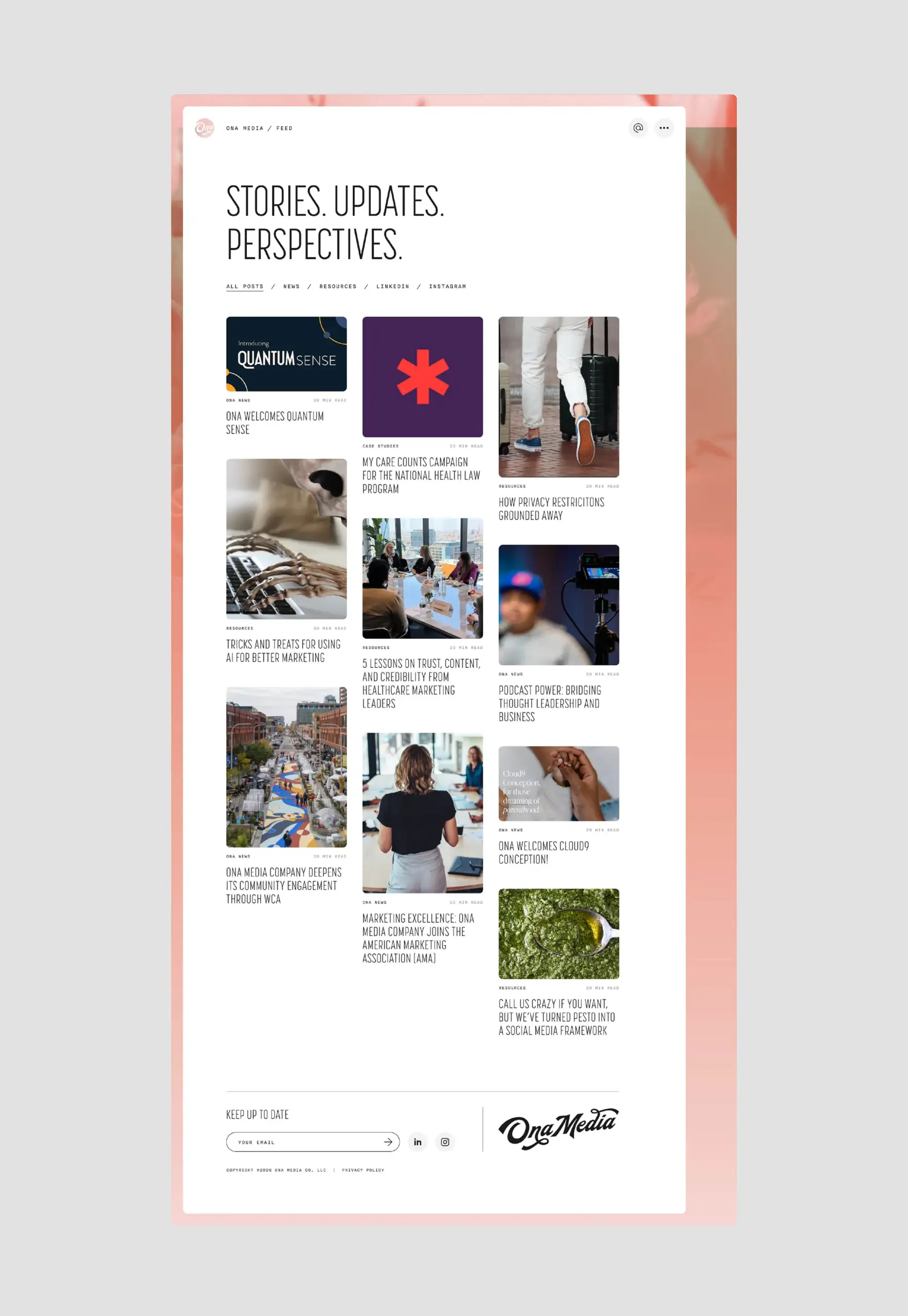 Feed Page from the Ona Media Co website